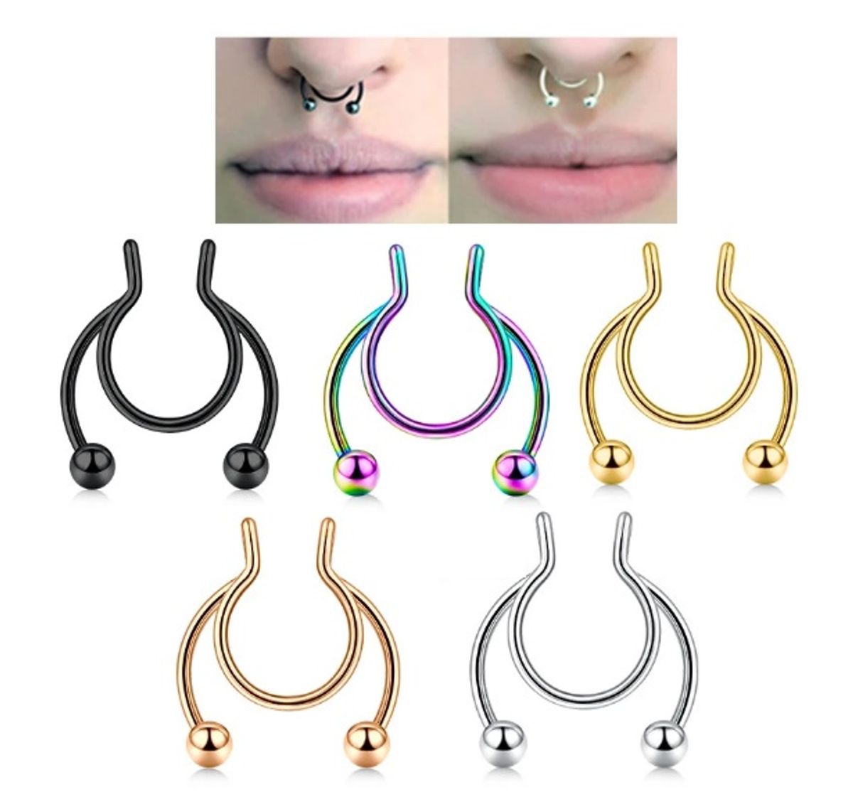 Piercing Falso Septo Nasal Nariz V Rias Cores Modelo Bijuteria