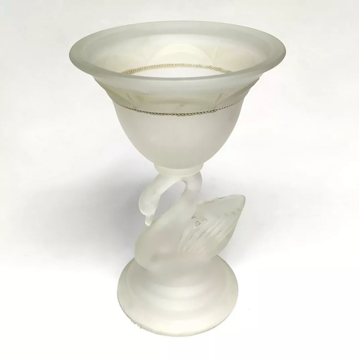 Antigo Vaso Decorativo Cisne Branco Em Vidro Satin Moldado