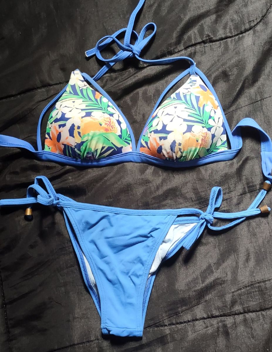 Biqu Ni Azul Moda Praia Feminina Usado Enjoei