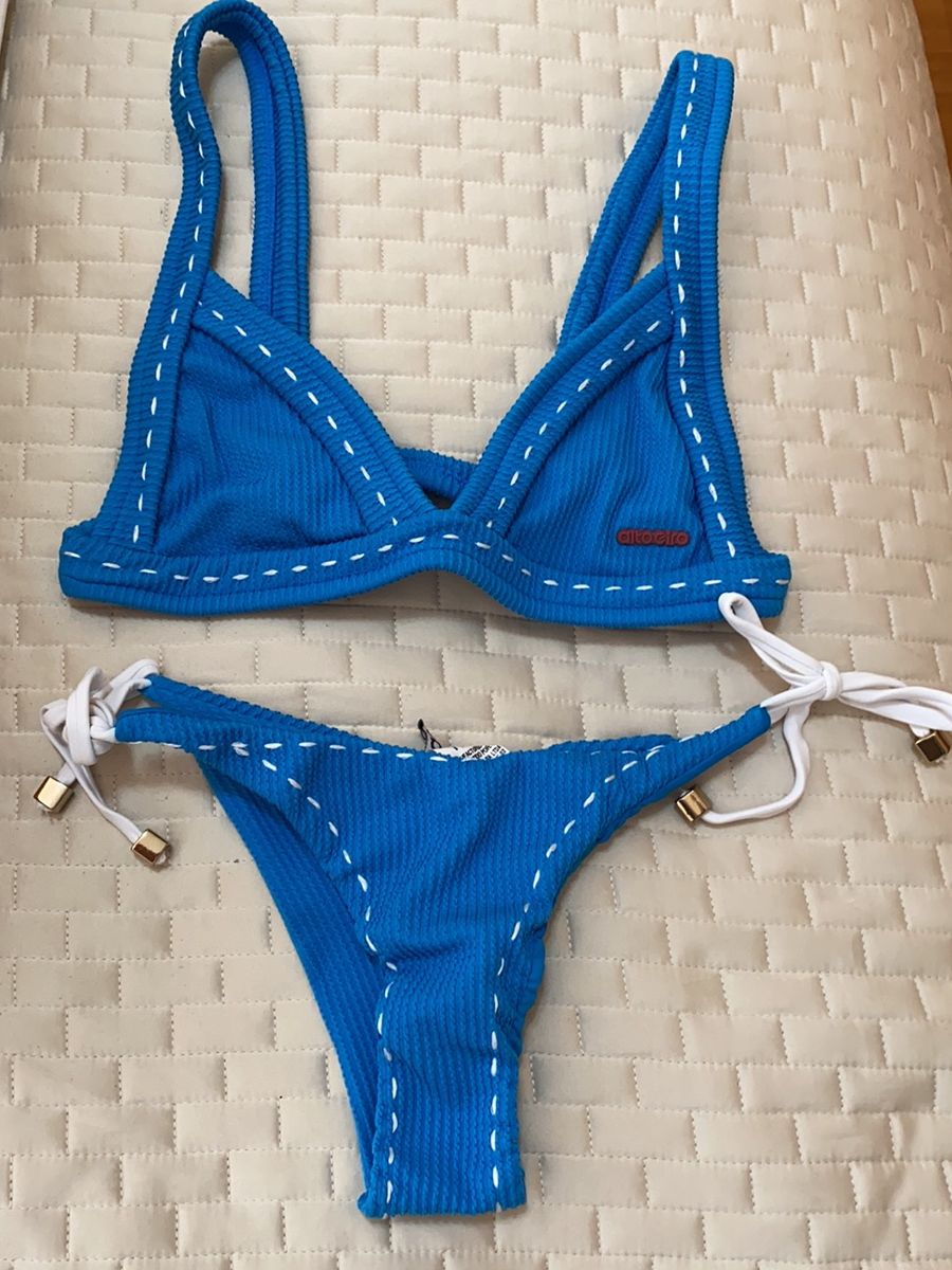 Biqu Ni Azul Moda Praia Feminina Alto Giro Usado Enjoei