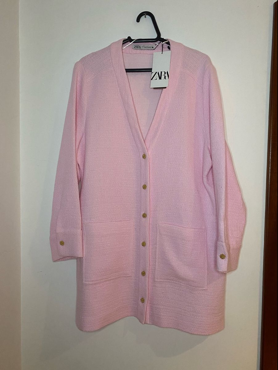 Blazer Alongado Rosa Zara Vestido Feminino Zara Nunca Usado 82699807