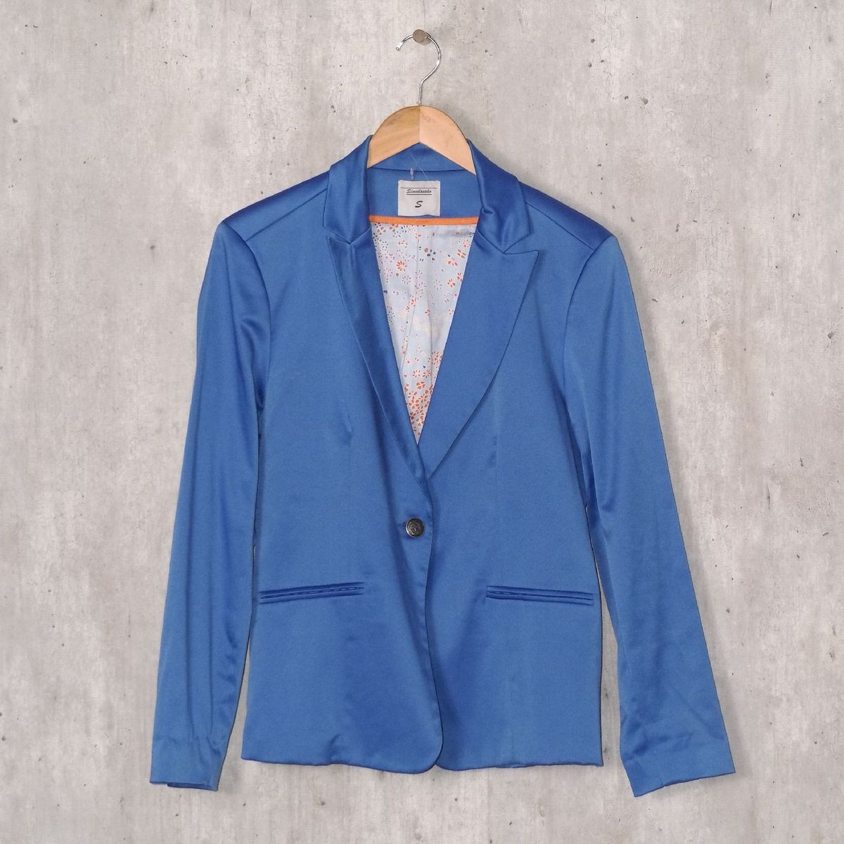 Blazer Azul Acetinado Casaco Feminino Simulassao Usado Enjoei