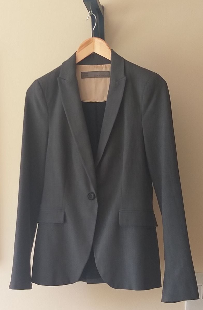 Blazer Cinza Acinturado Zara Terno Feminino Zara Usado Enjoei