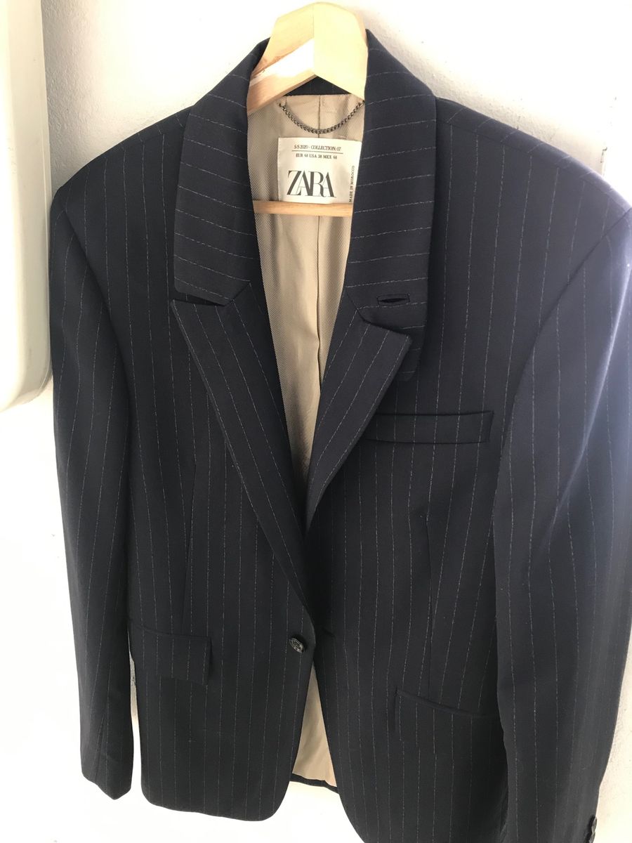 Blazer Risca De Giz Azul Marinho Da Zara Blazer Masculino Zara Usado