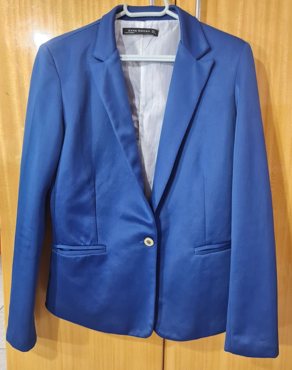 Blazer Casaco Zara Azul Marinho Terno Feminino Zara Usado