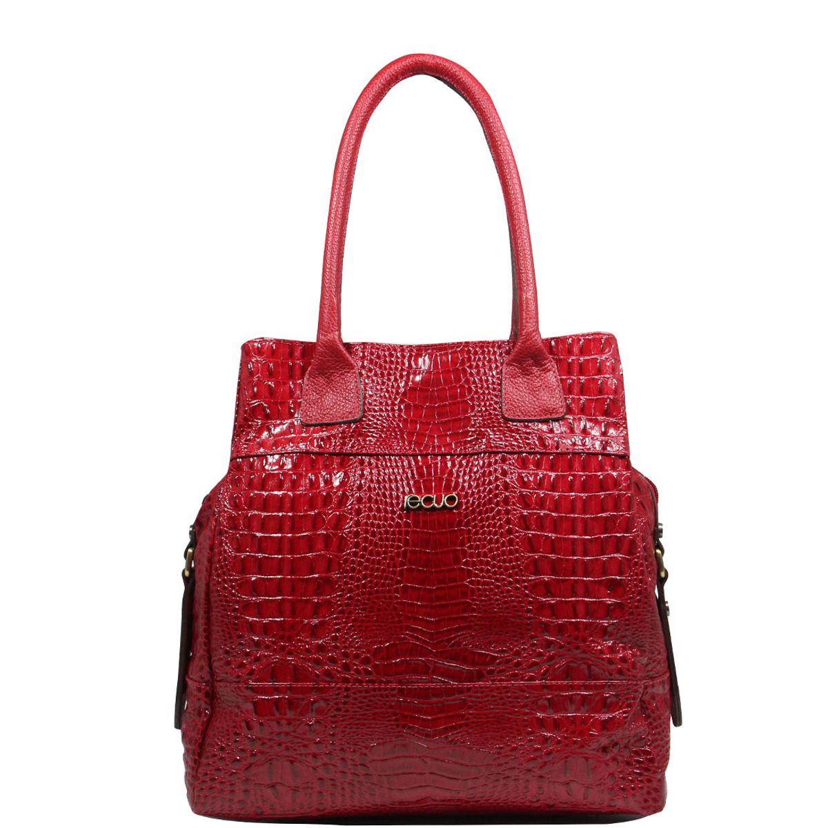 Bolsa Grande Em Couro Leg Timo Croco Cereja Vermelho B Bolsa De