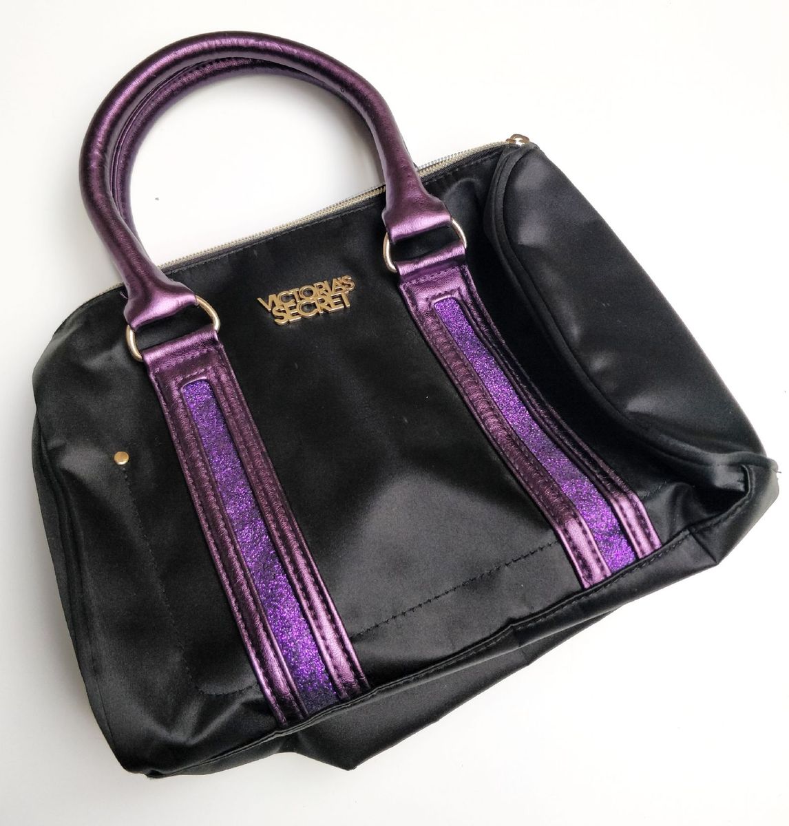 Bolsa Victoria S Secret Preta Detalhes Em Roxo Bolsa De M O