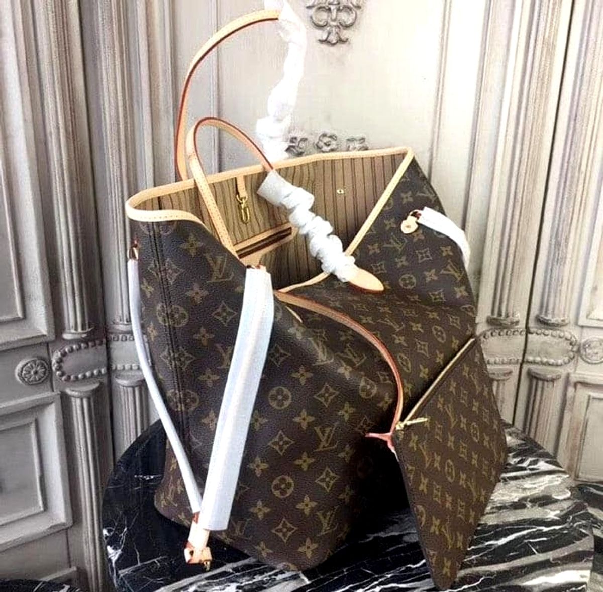 Bolsas Louis Vuitton Neverfull em 100 Couro Autêntico Linha Premium