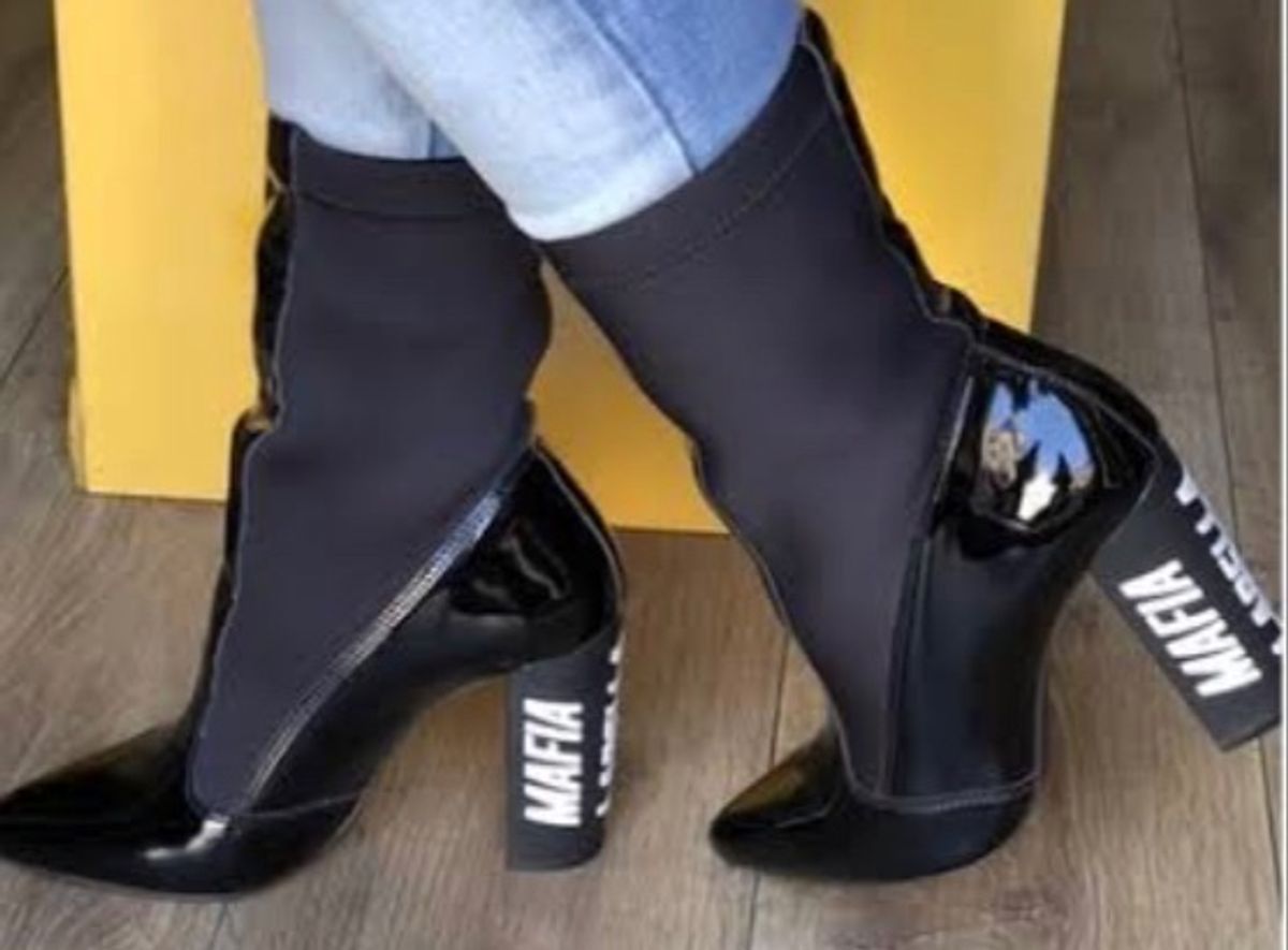 Bota Labellamafia Verniz Preto Bota Feminina Labellamafia Usado