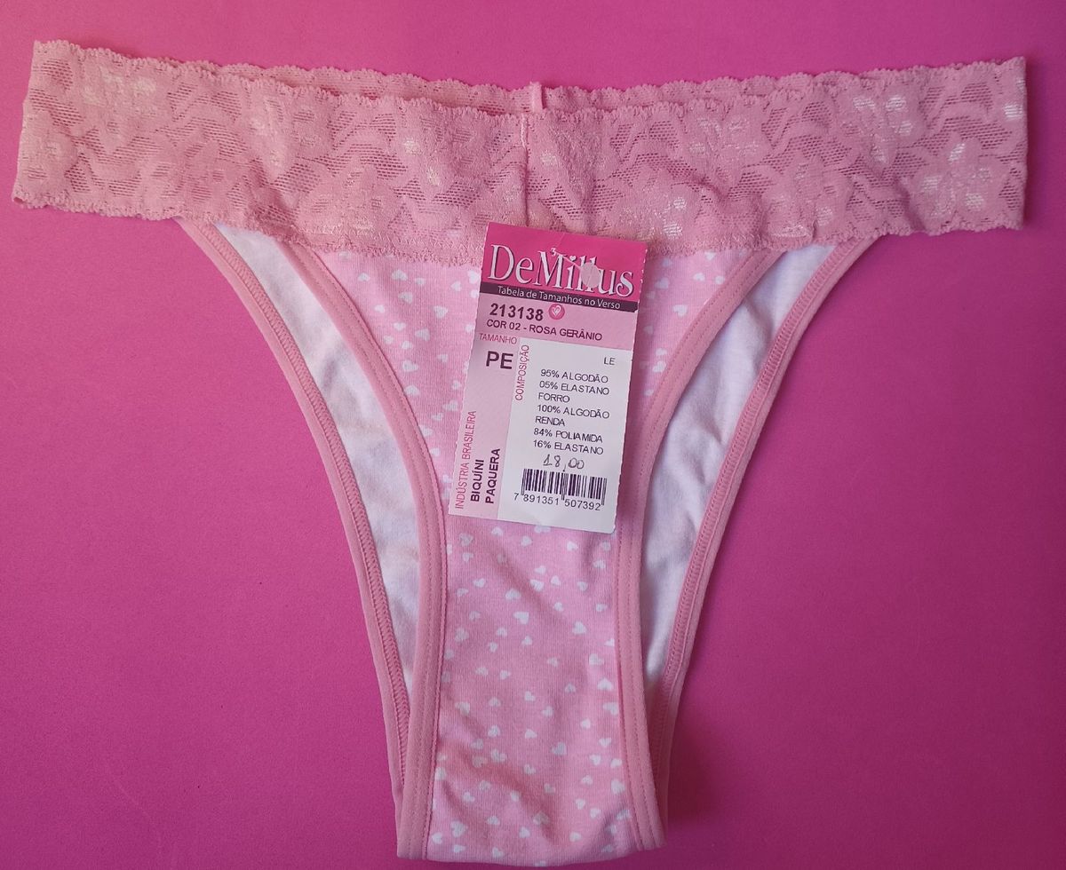 Calcinha Demillus Rosa Lingerie Feminina Demillus Nunca Usado