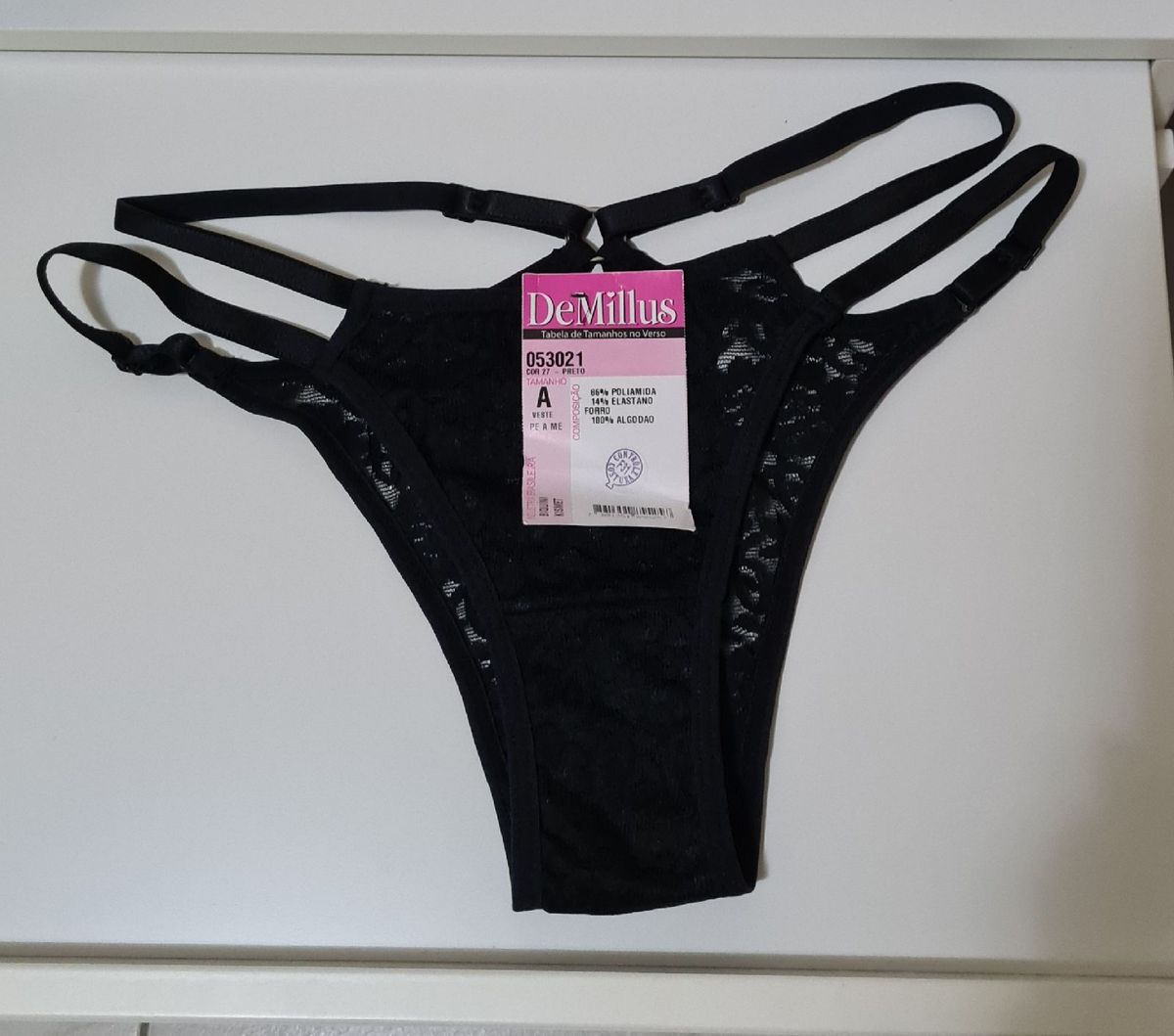 Calcinha Preta Regulável Demillus P m Lingerie Feminina Demillus