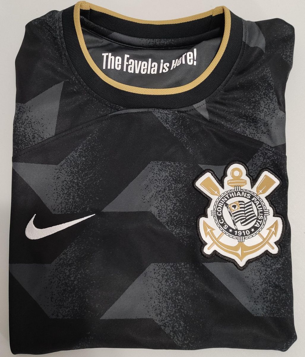 Camisa Infantil Nike Original Do Corinthians Preta 2022 2023