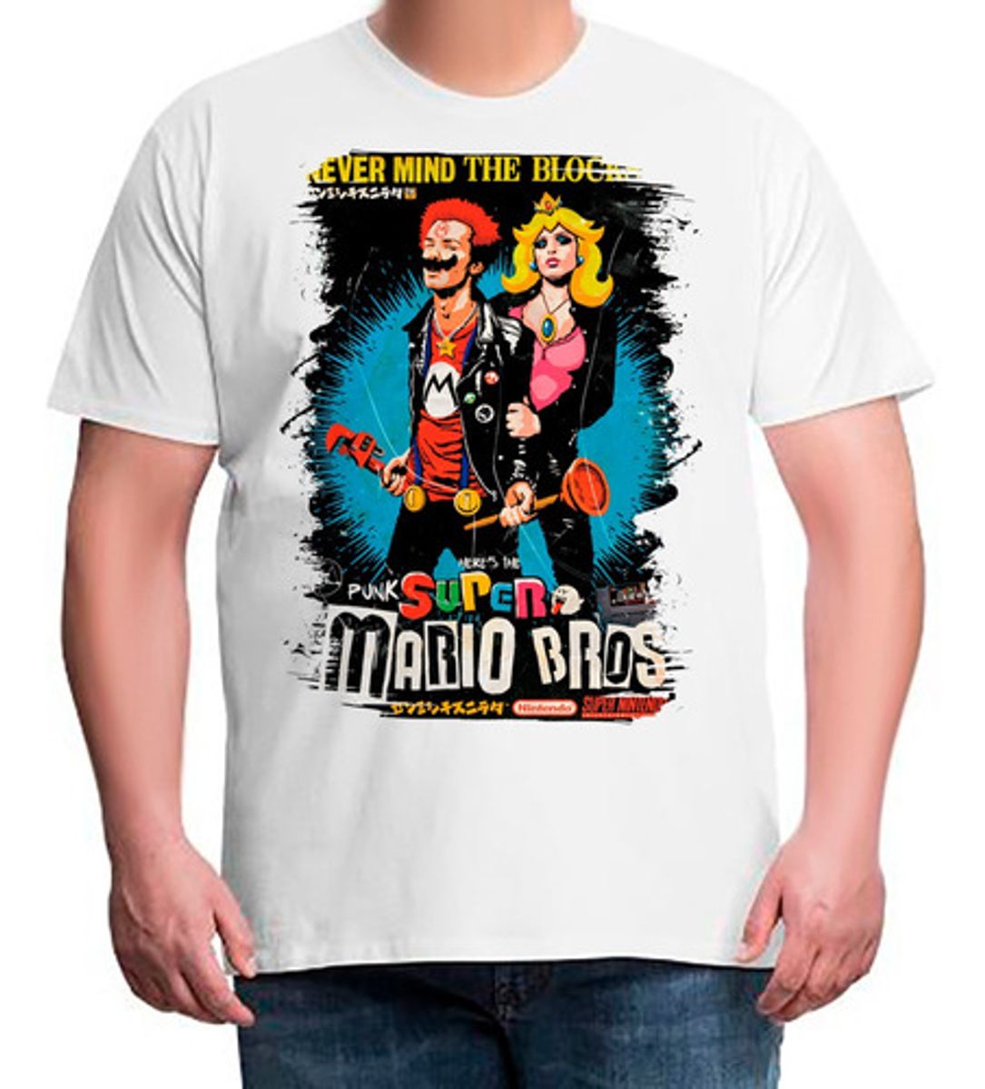 Camiseta Plus Size Masculina Mario Sex Pistols G4 Camiseta