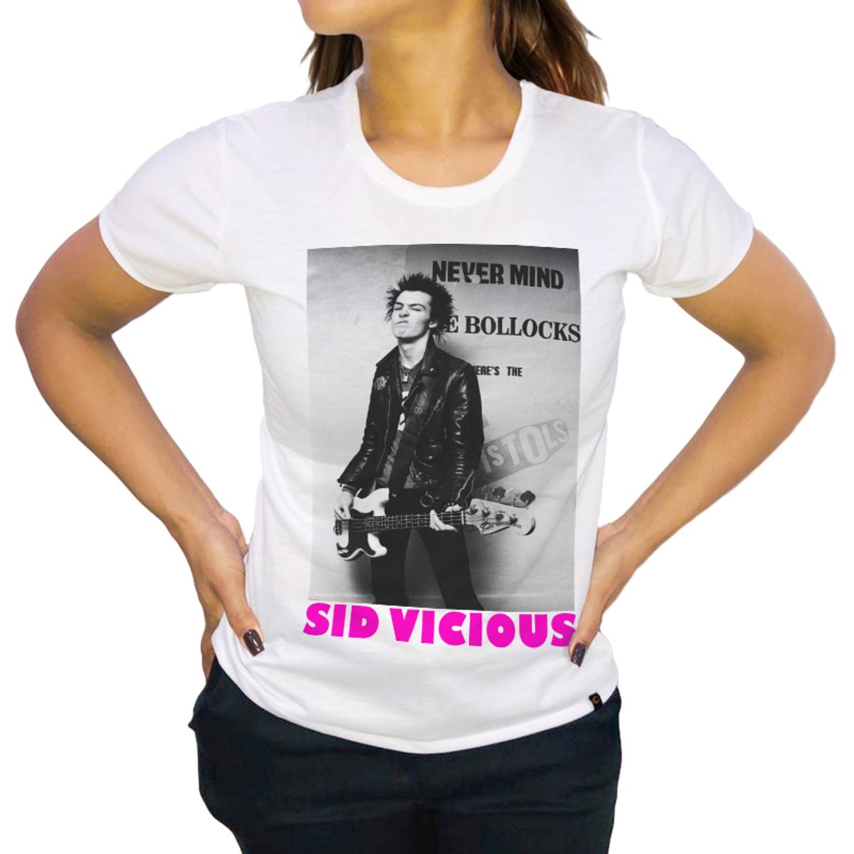 Camiseta Sex Pistols Sid Vicious Feminina Branca Camiseta Feminina