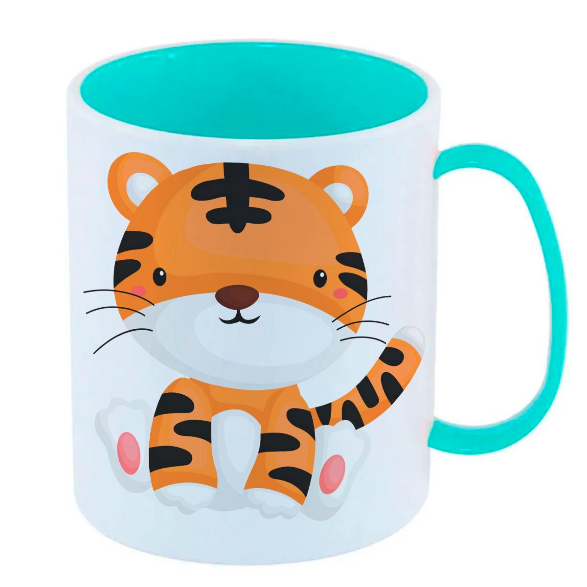 Caneca de Polímero Plástico Inquebrável Infantil Azul Tigrezinho