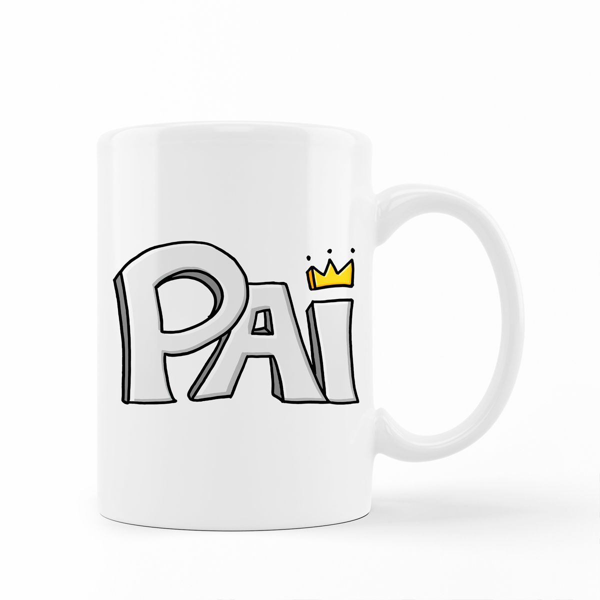 Caneca Porcelana Palavra Pai Dia Dos Pais Branco Coroa Item De