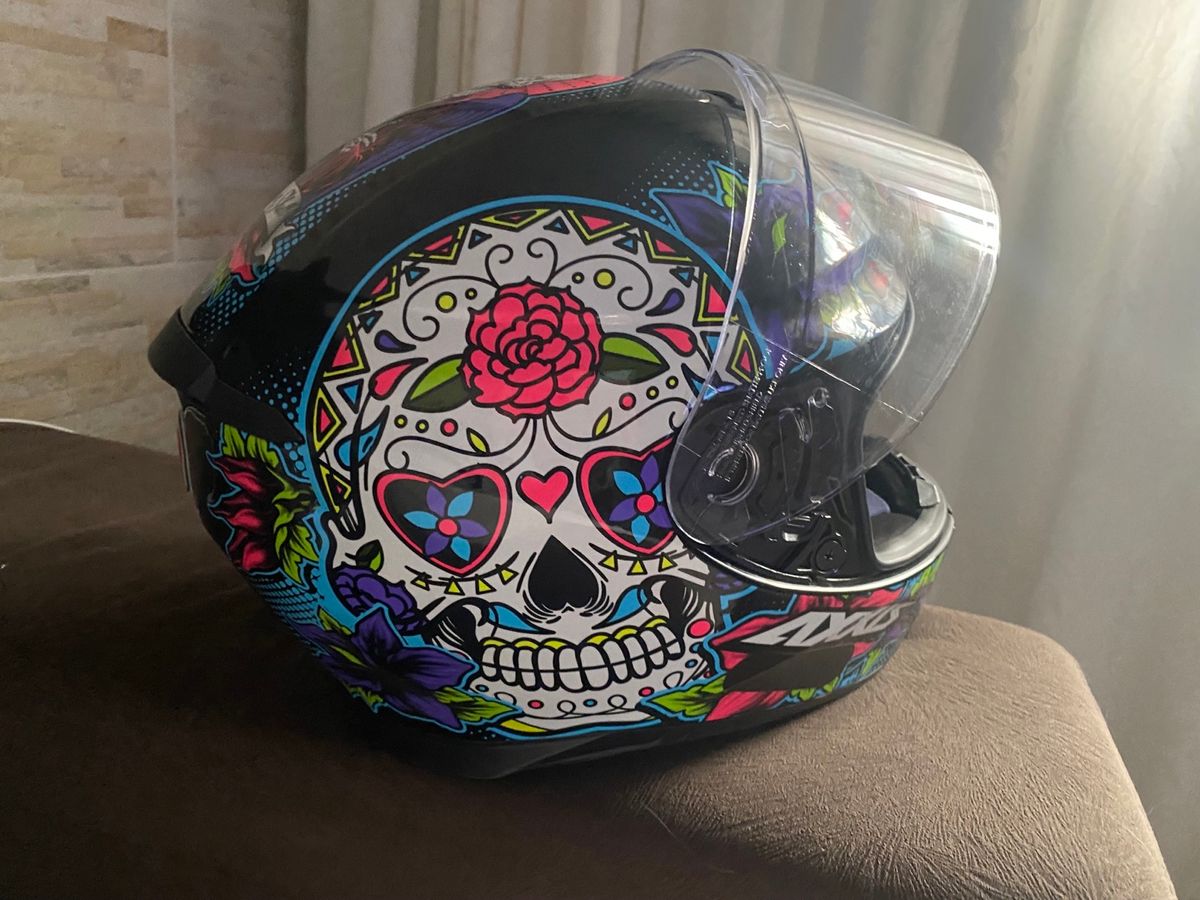 Capacete Fechado Axxis Caveira Mexicana Produto Feminino Capacete