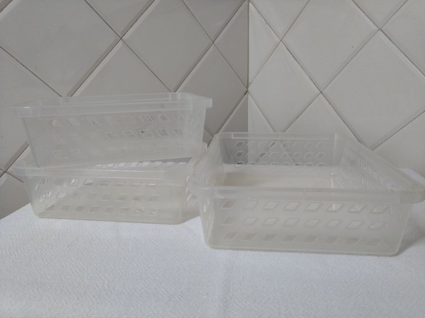 Cestas Plásticas Transparentes Organizadoras Item de Decoração