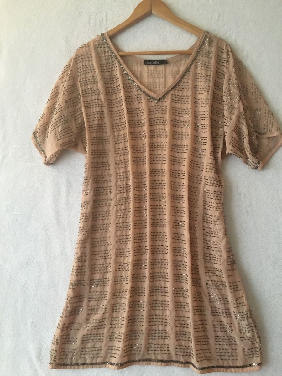 Chemise Cortele Nude Bordado Camisa Feminina Cortelle Usado