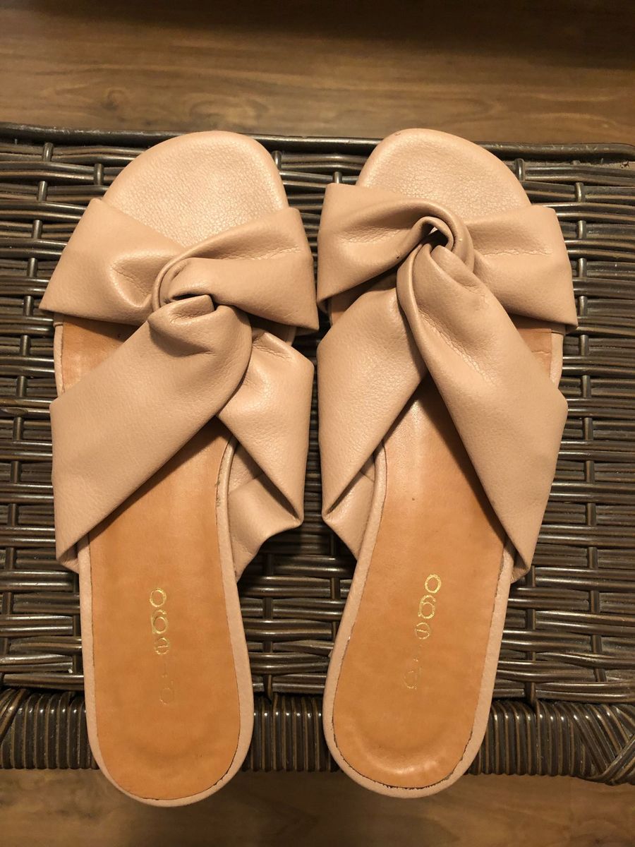 Chinelo Couro Nude Prego Rasteira Feminina Prego Usado Enjoei