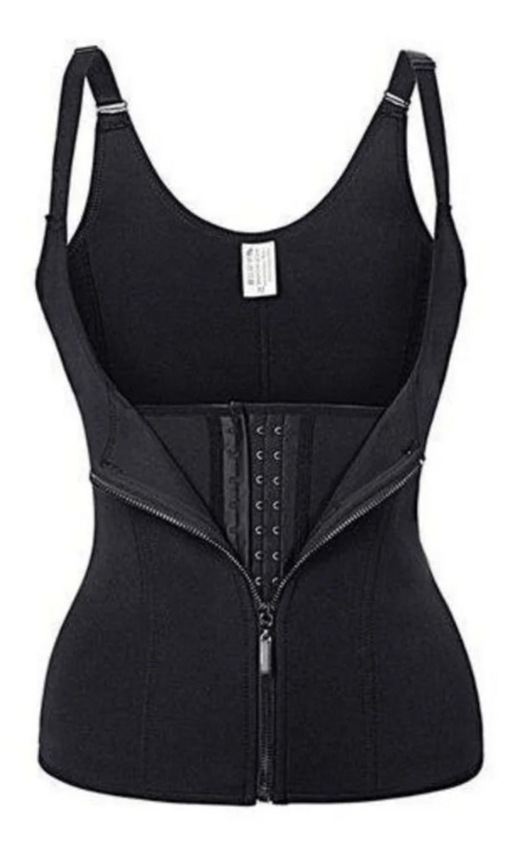 Cinta Modeladora Dupla Compressão Redutor Ziper Preto Lingerie