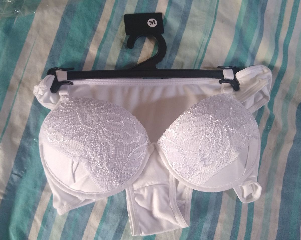 Conjuntinho De Lingerie Branco Rendinha Lingerie Feminina Nunca