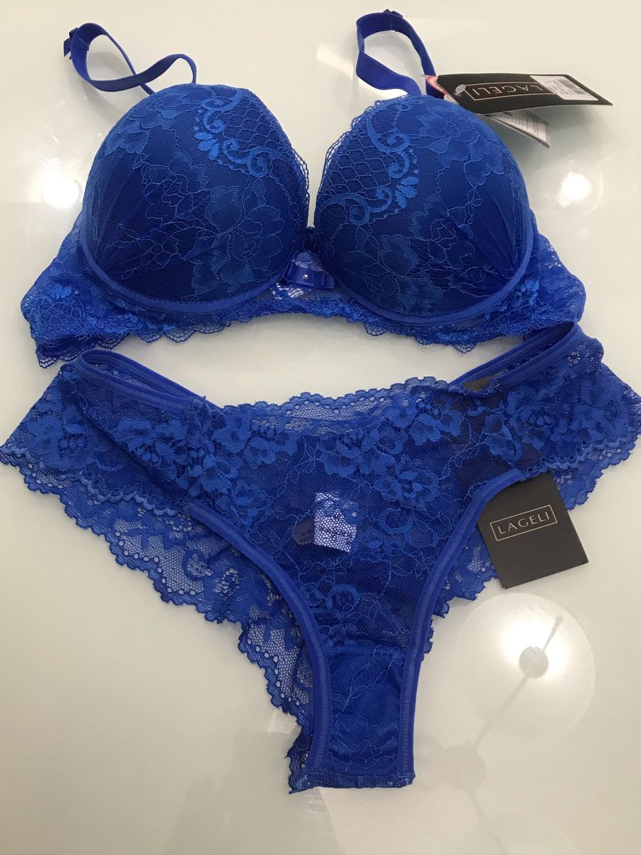 Conjunto Azul Turquesa Lageli Lingerie Feminina Lageli Nunca Usado