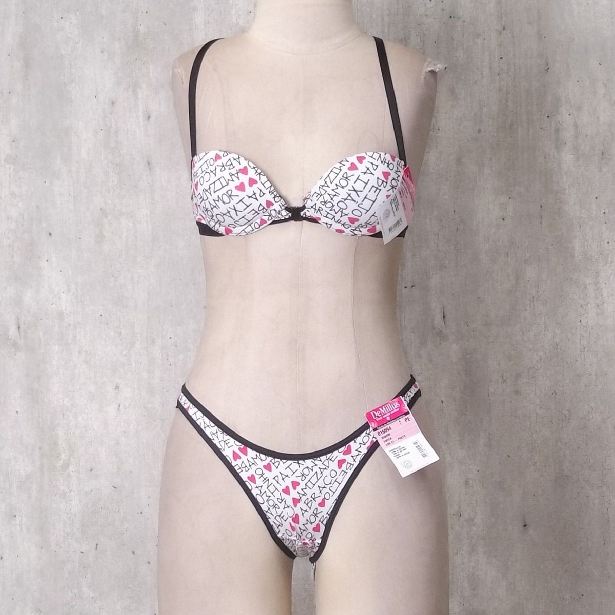 Conjunto Calcinha E Suti Branco Estampado Demillus Lingerie Feminina