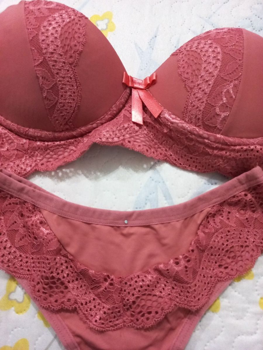 Conjunto Calcinha E Suti Rosa Novo Lingerie Feminina Ana Lu Nunca