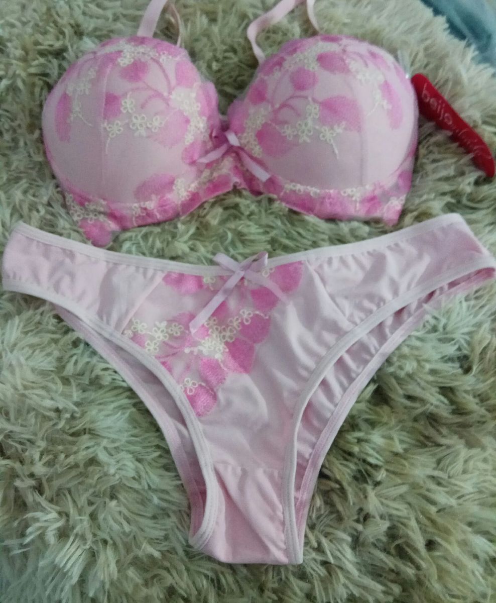 Conjunto Calcinha E Suti Lingerie Feminina Beijo Roubado Nunca Usado