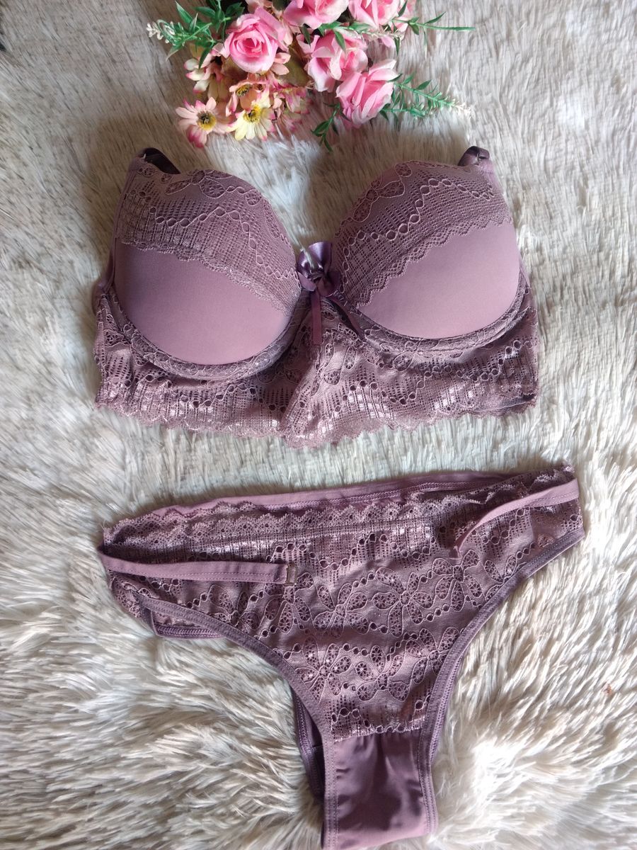 Conjunto de Lingerie Calcinha e Sutiã Bojo Lingerie Feminina Dy