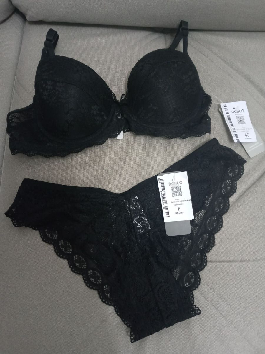 Conjunto De Lingerie Da Marca Lilly Preto De Renda Novo Lingerie