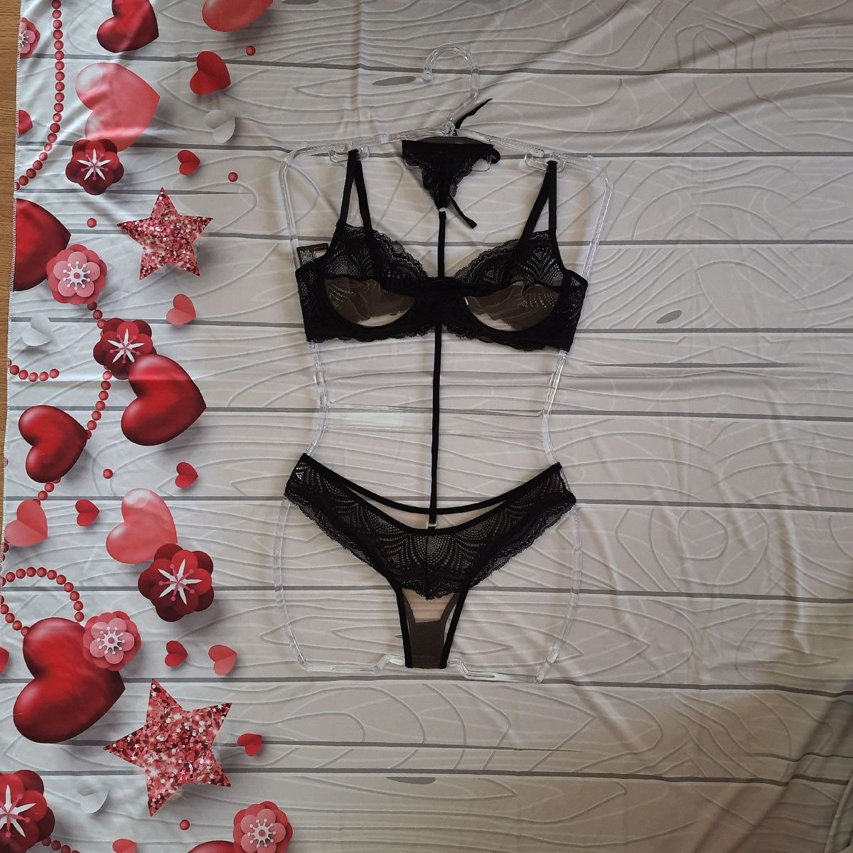 Conjunto De Lingerie Fio Rendado Tule Sem Bojo Hot Love Lingerie