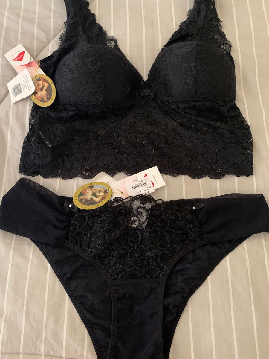 Conjunto De Lingerie Preta Lingerie Feminina Fruit De La Passion