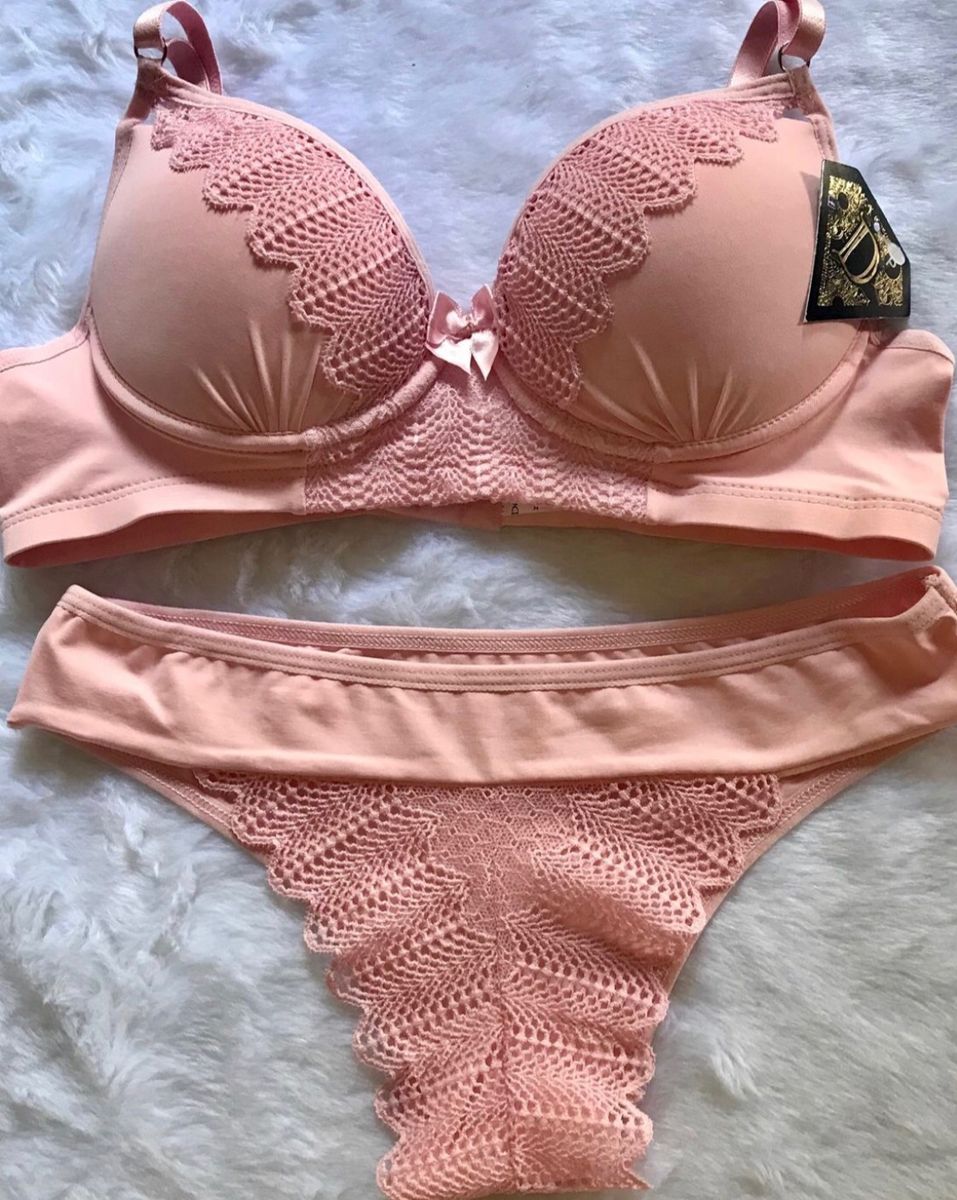 Conjunto de Lingerie Rosa Bebê Envio Imediato Lingerie Feminina