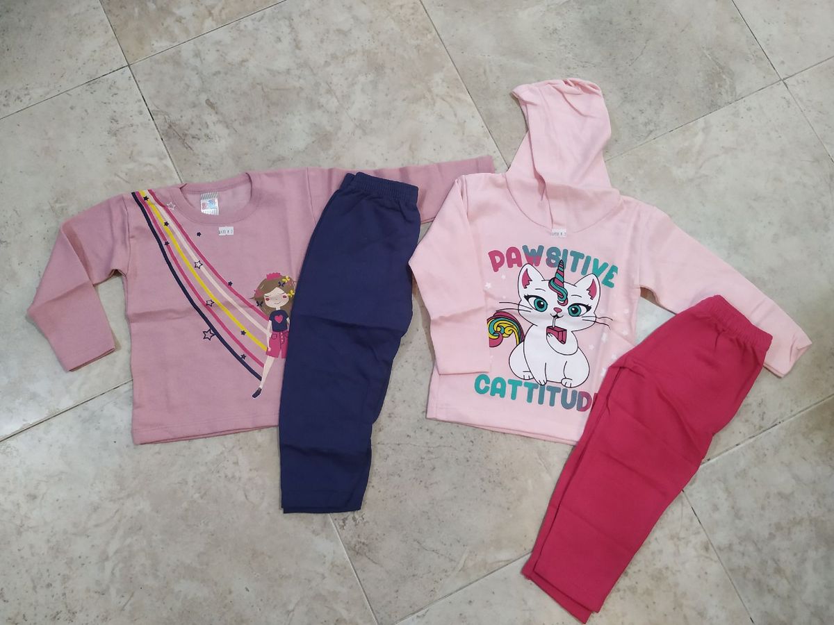 Conjunto De Moletom Flanelado Roupa Infantil Para Menina Shuma Nunca