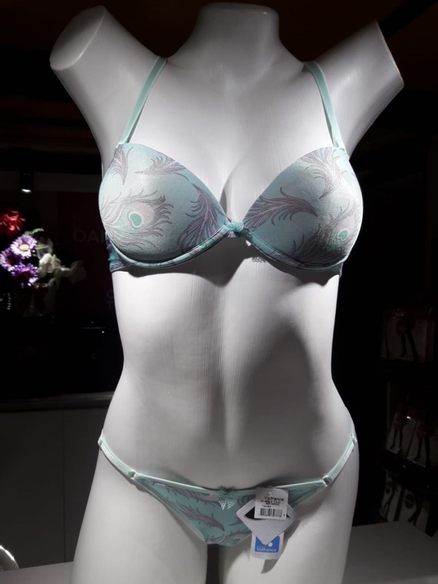 Conjunto de Sutiã e Tanga Valfrance Lingerie Feminina Valfrance Nunca