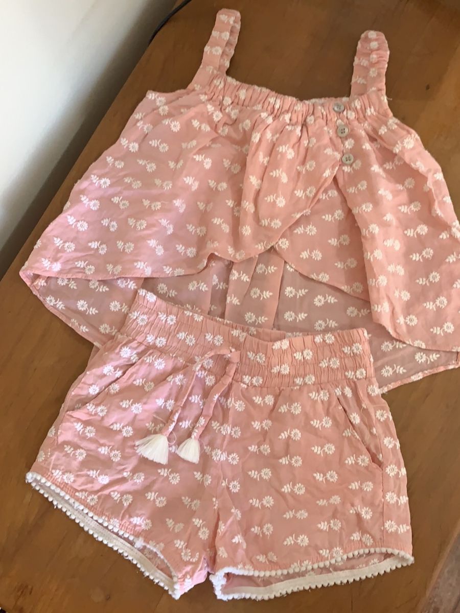 Conjunto F Bula Todo Bordado Em Rose Roupa Infantil Para Menina