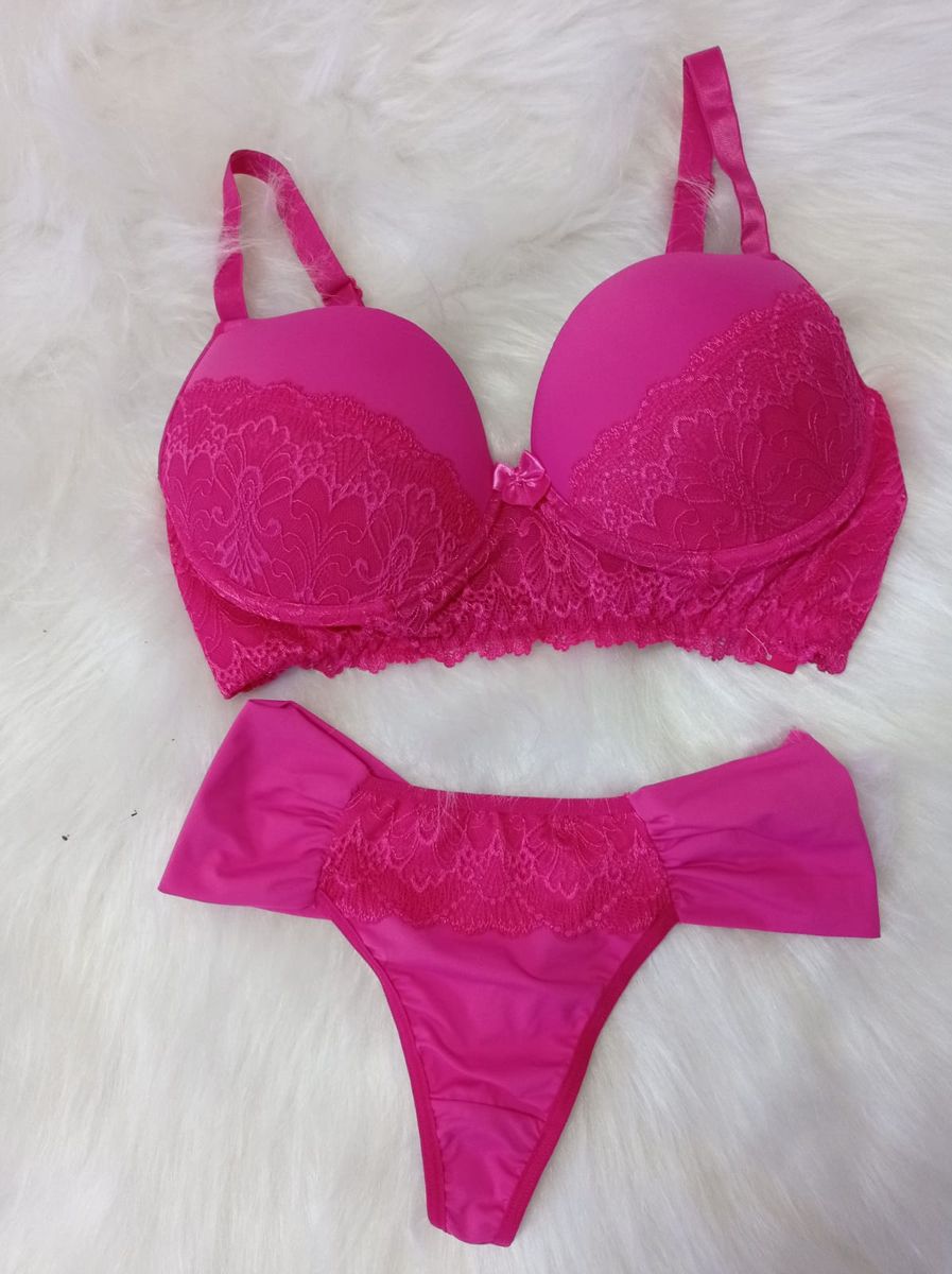 Conjunto Feminino De Lingerie Rendado Cinta Dupla Fio Dental Duplo