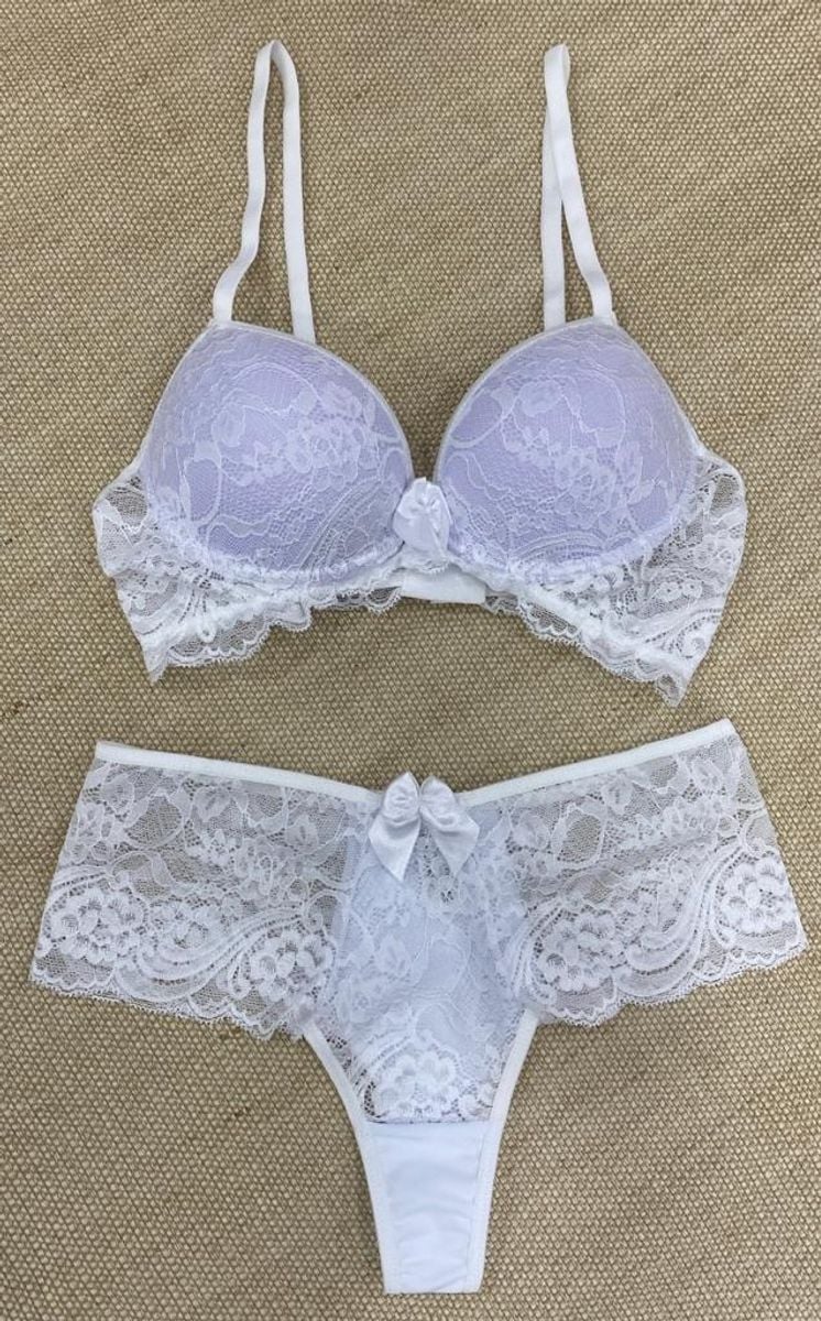 Conjunto Lingerie Michelly Sutiã em Renda e Calcinha Lacradora Branca G