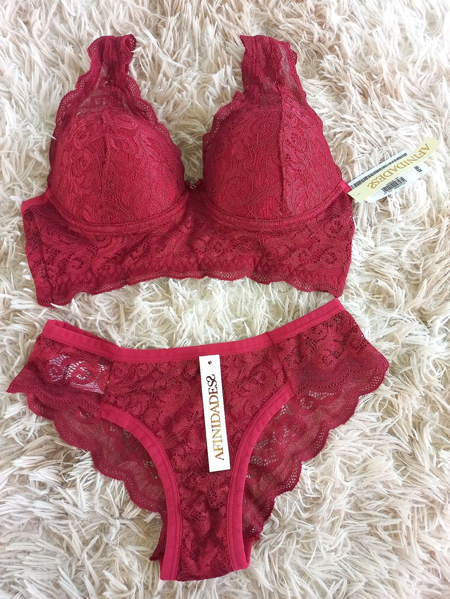 Conjunto Lingerie Na Cor Divino Vermelho Lingerie Feminina