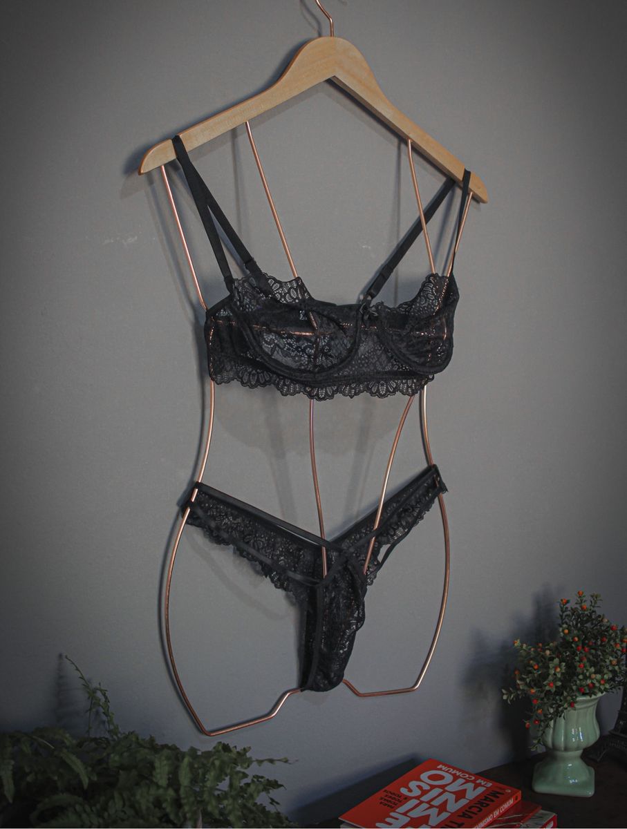 Conjunto Lingerie P Rola Negra Laura Secrets Lingerie Lingerie