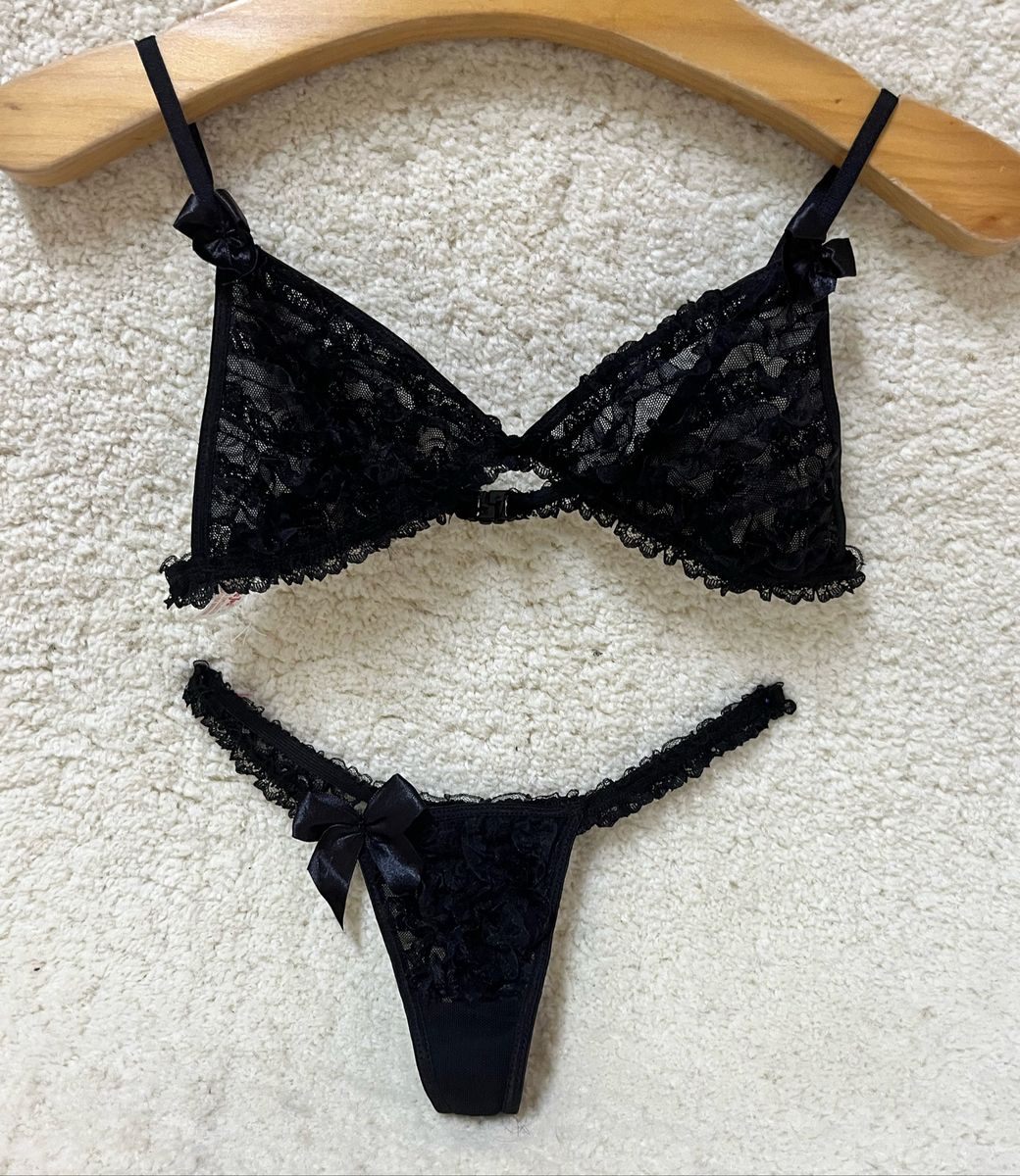 Conjunto Lingerie Preto Babadinhos Lingerie Feminina Be Joa Nunca