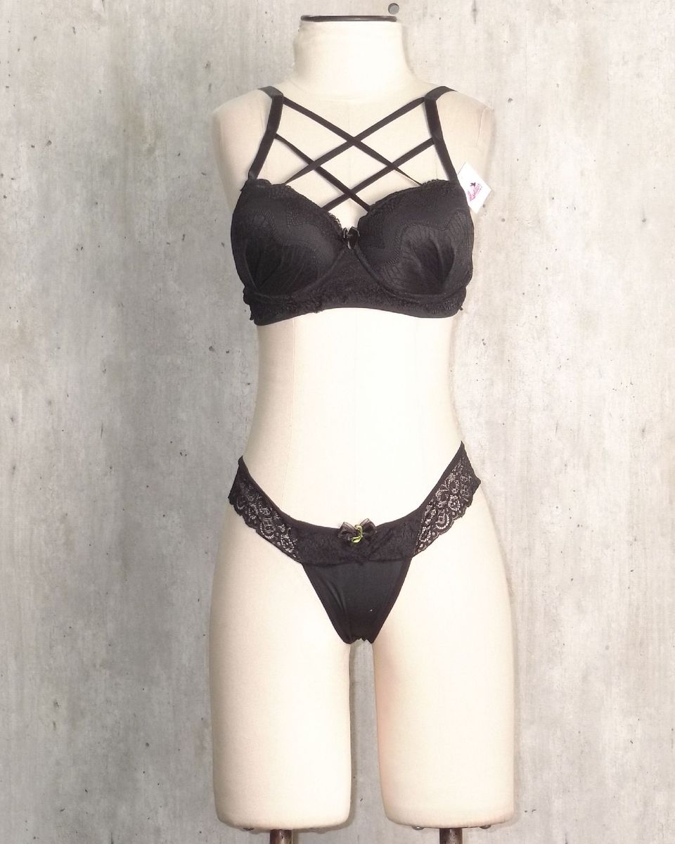 Conjunto Lingerie Preto Lukavi Lingerie Feminina Lukavi Nunca Usado