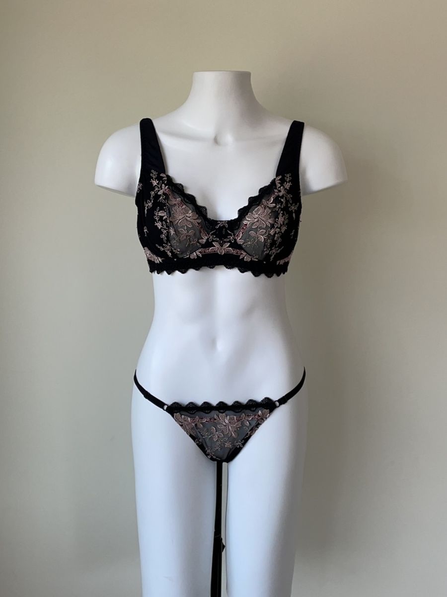 Conjunto Lingerie Preto Lingerie Feminina Jog Usado Enjoei