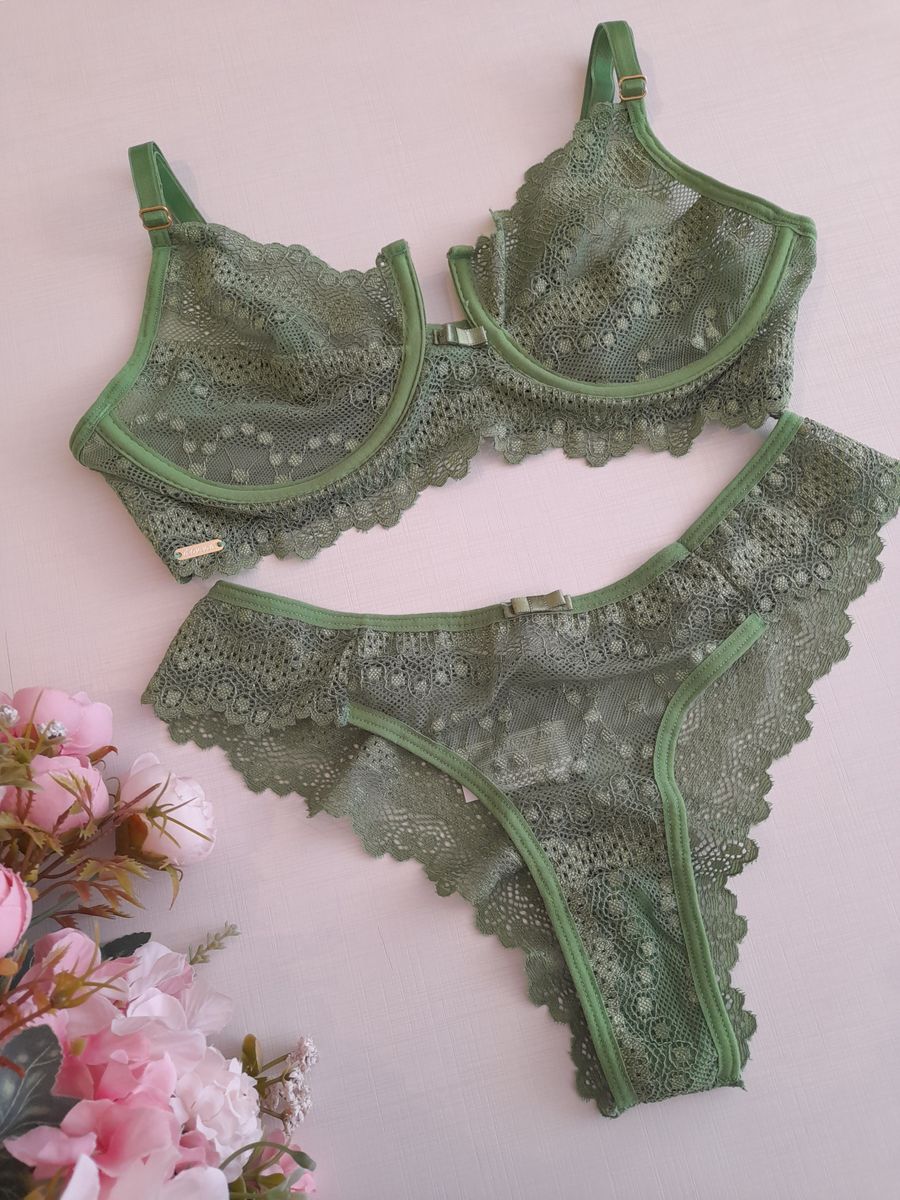 Conjunto Lingerie Rendado Sem Bojo Aro Sensual Sexy Lingerie