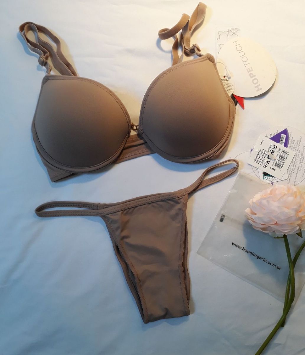 Conjunto Lingerie Soutien E Calcinha Da Hope Cor Nude Lingerie