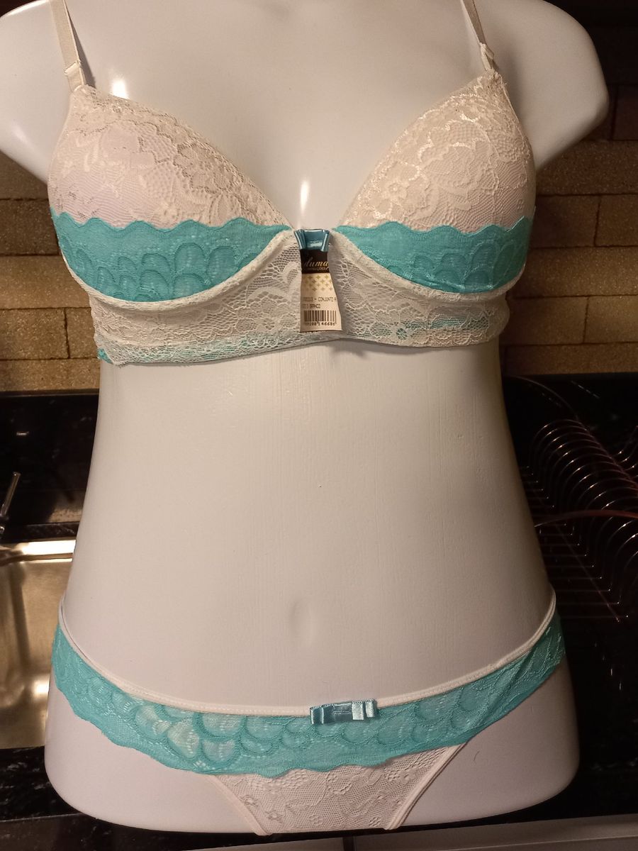 Conjunto Lingerie Sutia Bojo Calcinha Fundo de Algodão Tamanho