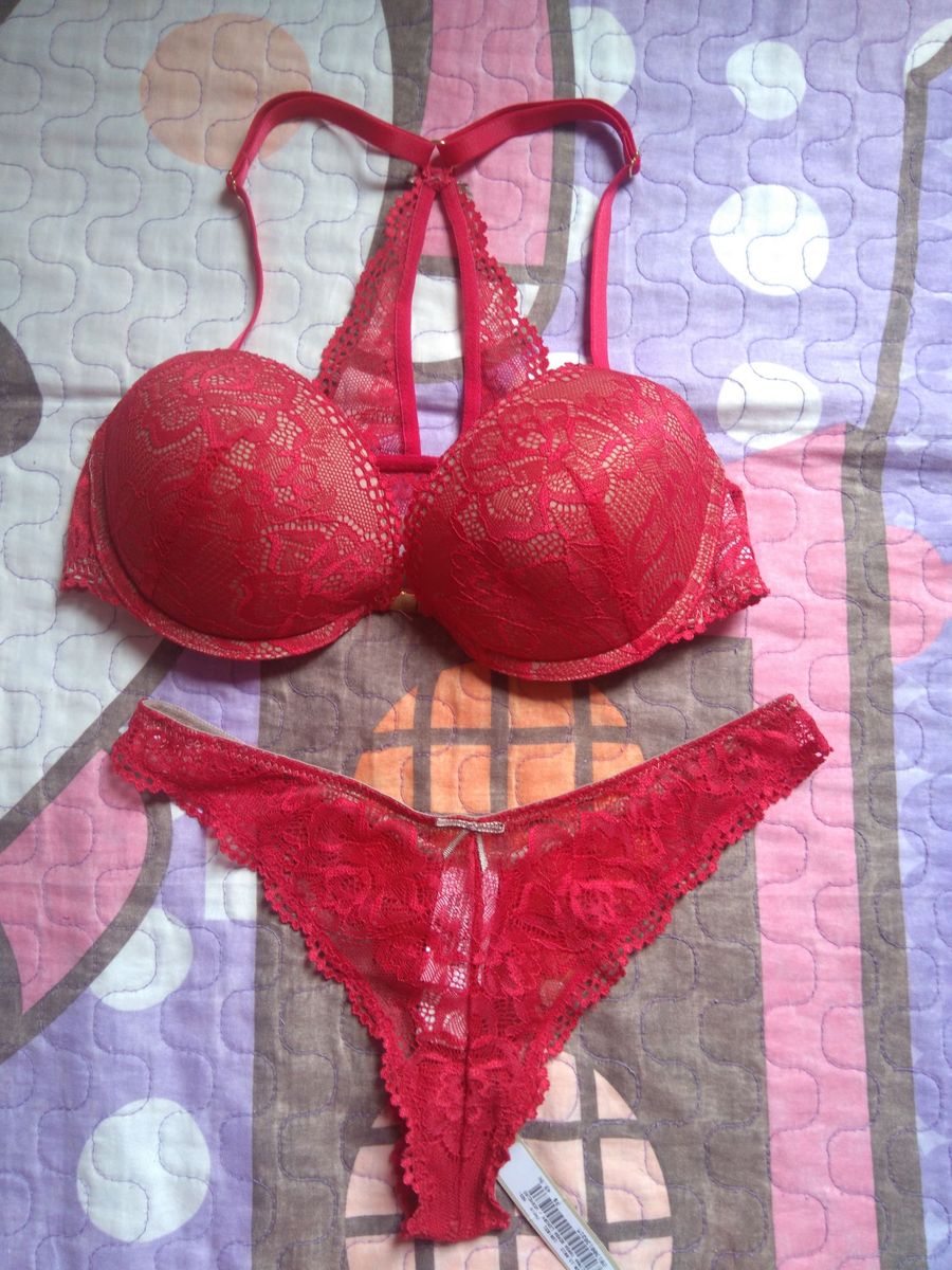 Conjunto Sexy Loungerie Red Lingerie Feminina Loungerie Nunca Usado