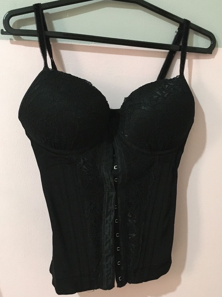 Corpete Corselete de Renda Preta Lingerie Feminina Plié Nunca Usado